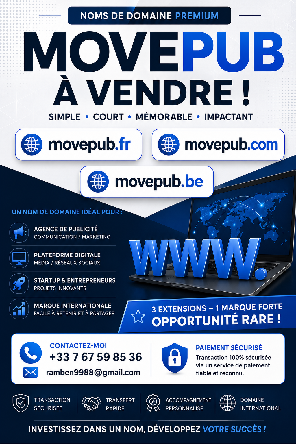 MovePub.fr, MovePub.com et MovePub.be - noms de domaine à vendre
